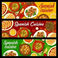 Español cocina restaurante menú pancartas vector
