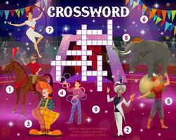 Shapito circus performers, crossword worksheet vector