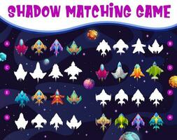 Shadow match game space shuttles, starships riddle vector