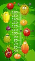 Kids height chart, exotic fruits on fitness sport vector