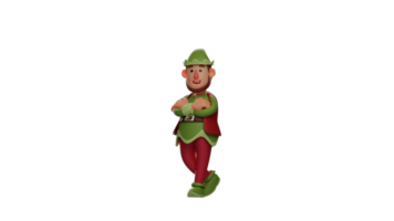 3D Illustration. Authoritative Elf 3D cartoon character. Elf stood up while citing. Elf smiled as he preached the situation around him. 3D cartoon character png