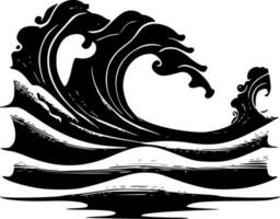 Waves - Black and White Isolated Icon - Vector illustration