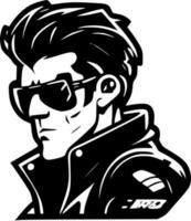 Biker, Black and White Vector illustration