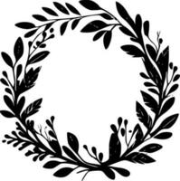 Wreath - Black and White Isolated Icon - Vector illustration