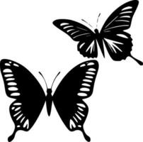 mariposas - negro y blanco aislado icono - vector ilustración