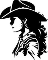 Cowgirl, Black and White Vector illustration