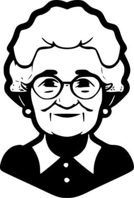 Grandma - Black and White Isolated Icon - Vector illustration