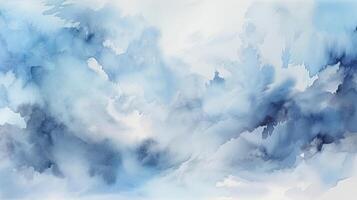 Inquisitively Watercolor shades cloudy and defocused Cloudy Blue Sky Establishment. Illustration, photo