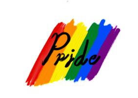 Rainbow on pride text oil brush paint.LGBT  Pride month watercolor texture concept png