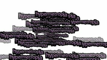 animated video scattered with the words HYPERMETROPIA on a white background