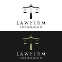 Law firm and attorney Logo.Justice template with pillar, sword and scales concept.Vector illustration. vector