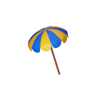 Yellow And Blue Open Umbrella 3D Render Icon. png