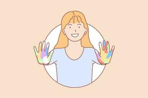 Amity, learning, hands, play concept vector