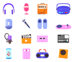 Colorful Music Device Collection In 3D Render. png