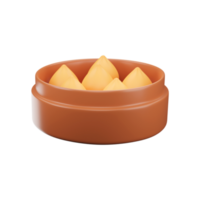 3D Style Dumpling Dish Pot Brown And Golden Icon. png