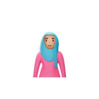 rose et bleu islamique culture robe portant Jeune Dame 3d icône sur blanc Contexte. png