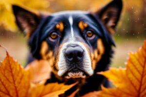 Portrait of a beautiful dog standing in the park. photo