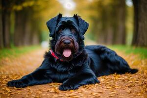 linda gigante schnauzer retrato de un hermosa gigante Schnauzer perro en el parque. generativo ai foto