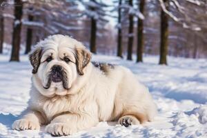 Saint Bernard dog. Portrait of a beautiful Saint Bernard dog playing in the park. photo