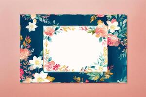 Mothers Day postcard. Watercolor hand painted floral frame. Greeting card. Watercolor paint. Digital art, photo