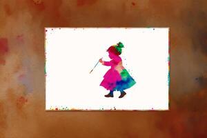 Childrens Day postcard. Childrens Day background. Watercolor paint. Digital art, photo