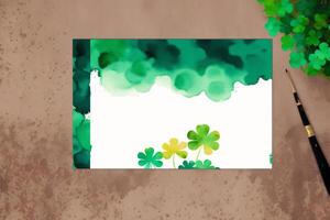 St. Patricks Day postcard. St. Patrick s Day background. Watercolor paint. Copy space. photo