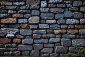 Background of stone wall texture. Close up of gray stone wall. photo