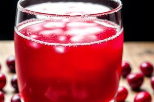 arándano jugo en un vaso en un de madera mesa, selectivo enfocar. sano comida concepto. generativo ai foto