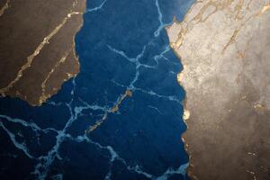 azul mármol textura antecedentes modelo. azul Roca superficie. resumen natural mármol azul y oro. generativo ai foto