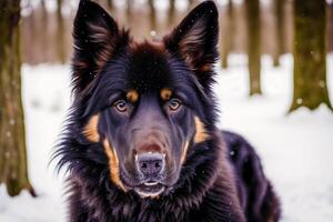 Portrait of a beautiful Belgian Shepherd dog in the park. Belgian Malinois. photo