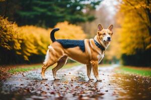 Portrait of a beautiful dog standing in the park. photo