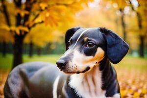 Cute Greyhound. Portrait of a beautiful Greyhound dog playing in the park. photo