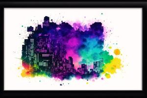 Abstract colorful background. Watercolor paint. Digital art, photo