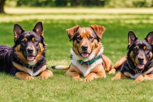 Portrait of a beautiful dog in the park. Aidi. Welsh Corgi dog. photo