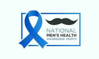Men's health month is observed every year in june. June is national men's health awareness month. Vector template for banner, greeting card, poster with background. Vector illustration.