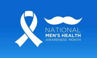 Men's health month is observed every year in june. June is national men's health awareness month. Vector template for banner, greeting card, poster with background. Vector illustration.