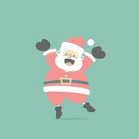 merry christmas and happy new year with cute santa claus in the winter season green background, flat vector illustration cartoon character costume design