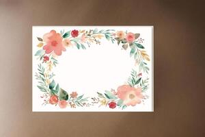 Mothers Day postcard. Watercolor hand painted floral frame. Greeting card. Watercolor paint. Digital art, photo