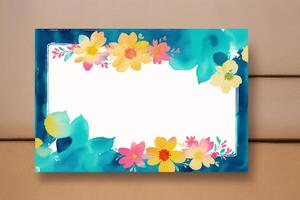 madres día tarjeta postal. acuarela mano pintado floral marco. saludo tarjeta. acuarela pintar. digital arte, generativo ai foto