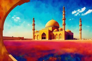 Beautiful old mosque. Islamic background. Eid-al-Adha. Ramadan. Copy space. photo