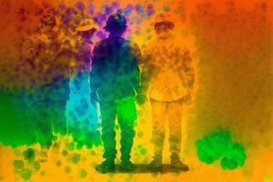 Pride Month. A colorful illustration of two men holding hands. Gay couple spending time together. Lgbtq. photo