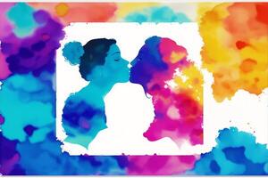 Pride Month.An illustration of two women kissing.lesbian couple spending time together. Lgbtq. photo