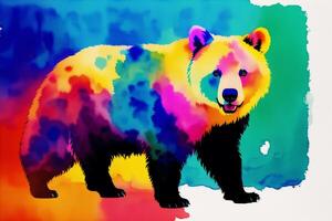 ilustración de un oso en resumen acuarela antecedentes. acuarela pintar. digital arte, generativo ai foto