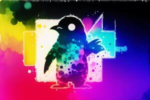 Illustration of a penguin on abstract watercolor background. Watercolor paint. Digital art, photo