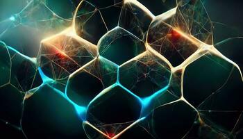 3d abstract tech background. Floating Numbers HUD Background. Matrix particles grid virtual reality. Smart build. Grid core. Hardware quantum form. Future technology. Decoding dna photo