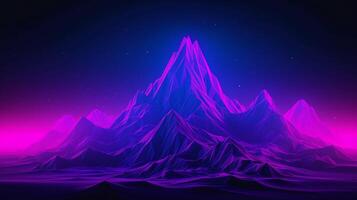 Neon Glow Mountain Landscape Background. photo