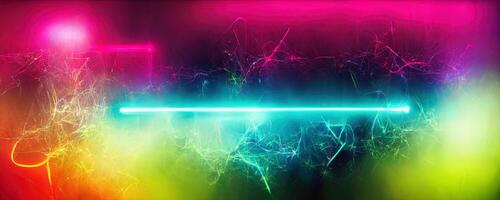 illustration of gaming background abstract, cyberpunk style of gamer wallpaper, neon glow light of sci-fi. Glowing iridescent neon lights for both light and dark backgrounds. photo