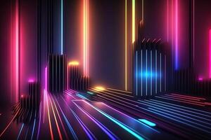 abstract futuristic colorful background with lights, . abstract futuristic neon background with glowing ascending lines. Fantastic background for gamer or slide show photo