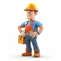 3d personaje de construcción obrero. ai generativo foto