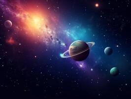 espacio antecedentes con planeta y galaxia. ai generativo foto